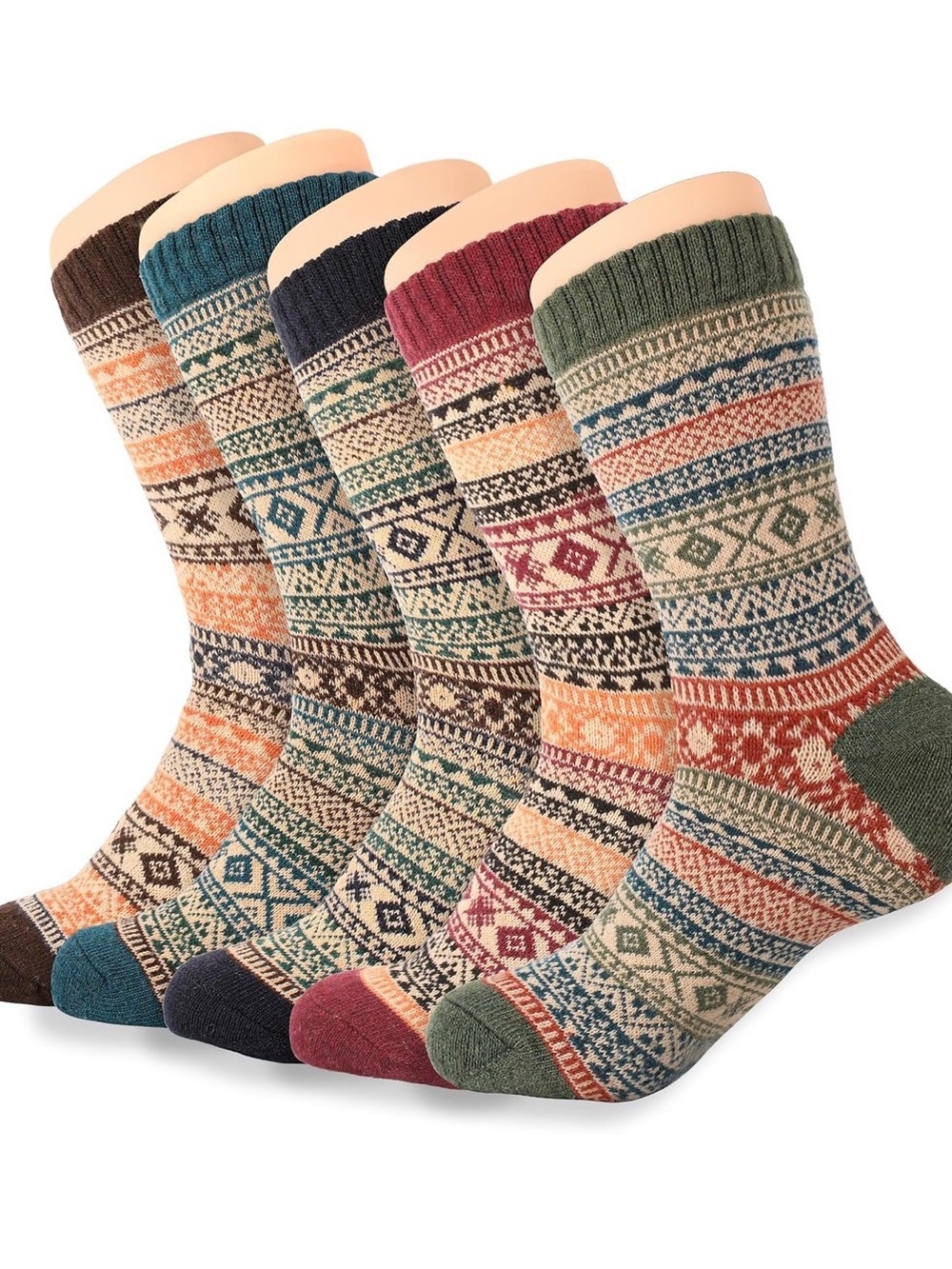 LOCONHA Womens Wool Socks 5 Pairs Winter Warm Sock Thick Knit Cabin Cozy Crew So